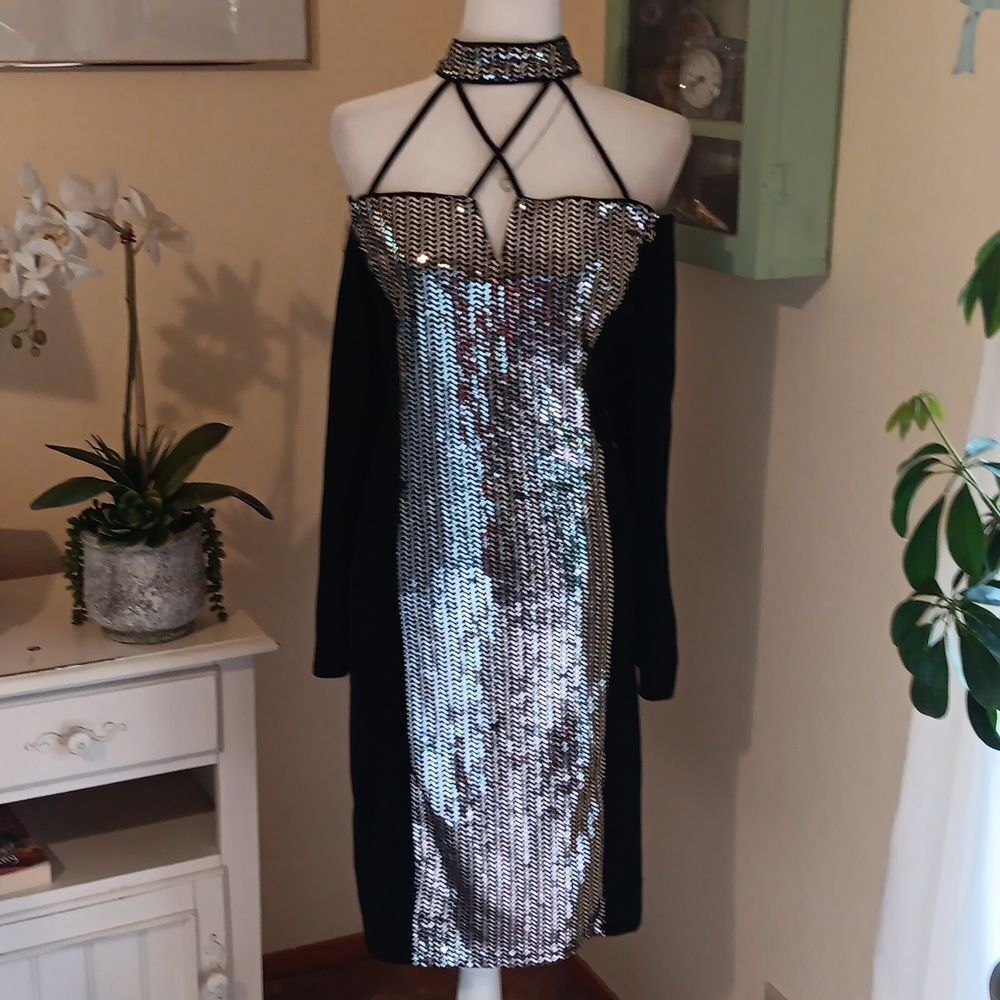 Venus Sparkly Evening Dress . Dramatic. Party.